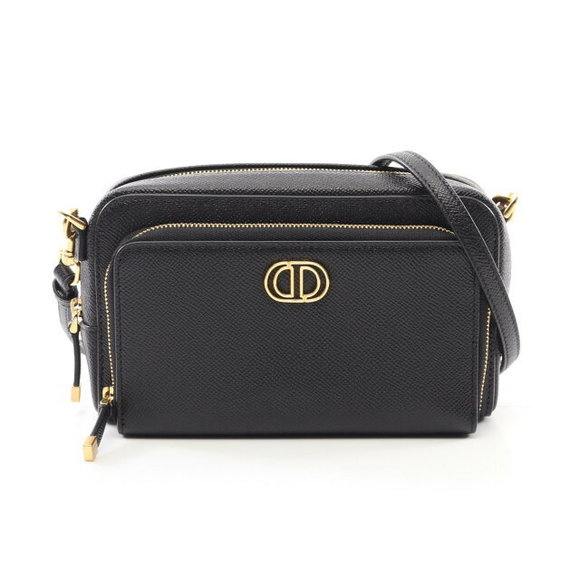 Dior Caro Double Shoulder Bag Leather Black - Picture 1 of 5